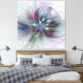 Kleurrijke Fantasy Abstract Modern Fractal Flower Canvas Afdruk (Insitu (Slaapkamer))