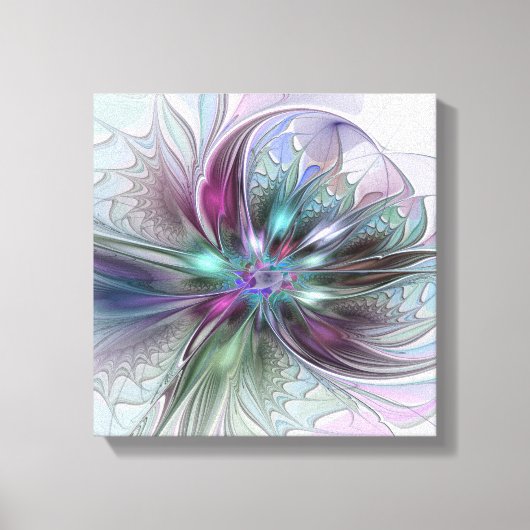 Kleurrijke Fantasy Abstract Modern Fractal Flower Canvas Afdruk (Voorkant)