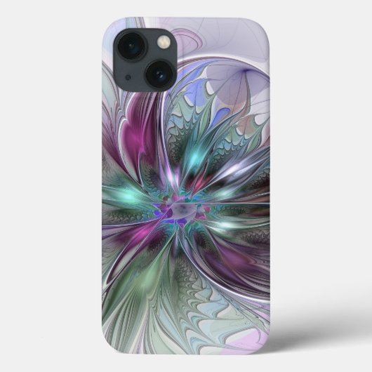 Kleurrijke Fantasy Abstract Modern Fractal Flower Case-Mate iPhone Case (Achterkant)