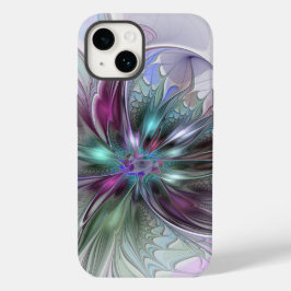 Kleurrijke Fantasy Abstract Modern Fractal Flower Case-Mate iPhone 14 Hoesje