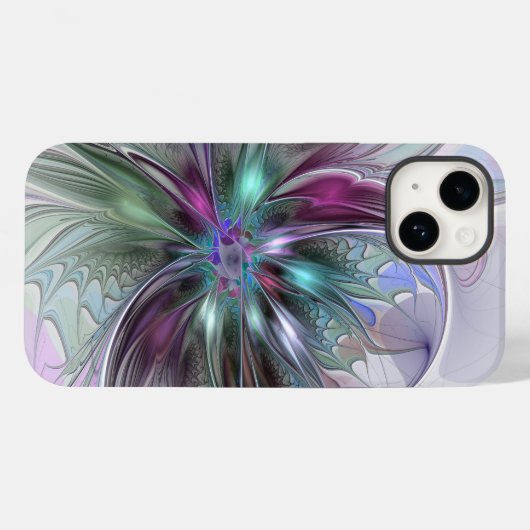 Kleurrijke Fantasy Abstract Modern Fractal Flower Case-Mate iPhone Case (Achterkant (horizontaal))