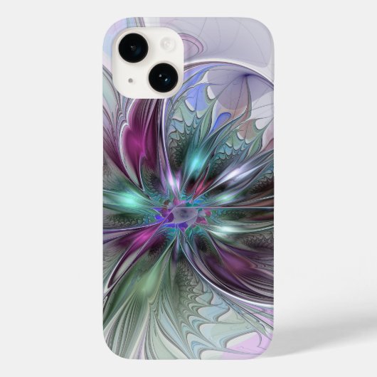 Kleurrijke Fantasy Abstract Modern Fractal Flower Case-Mate iPhone Case (Achterkant)
