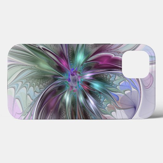 Kleurrijke Fantasy Abstract Modern Fractal Flower Case-Mate iPhone Case (Achterkant (horizontaal))
