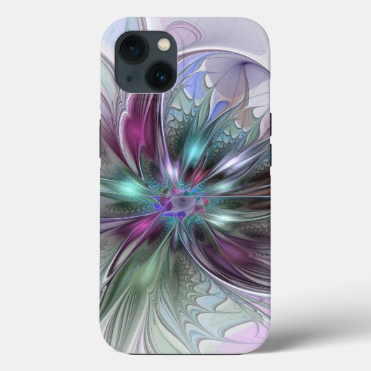 Kleurrijke Fantasy Abstract Modern Fractal Flower Case-Mate iPhone Case (Achterkant)