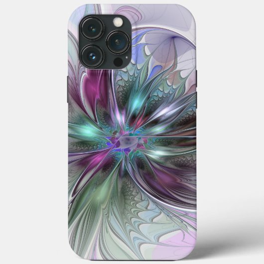 Kleurrijke Fantasy Abstract Modern Fractal Flower Case-Mate iPhone Case (Achterkant)