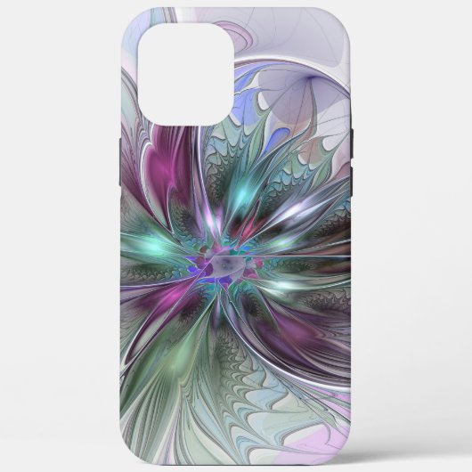Kleurrijke Fantasy Abstract Modern Fractal Flower Case-Mate iPhone Case (Achterkant)