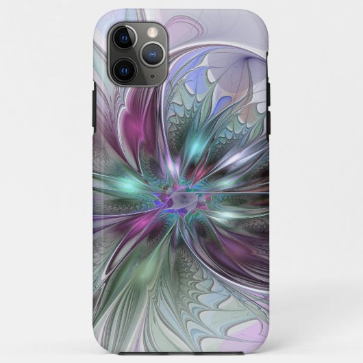 Kleurrijke Fantasy Abstract Modern Fractal Flower Case-Mate iPhone Case (Achterkant)