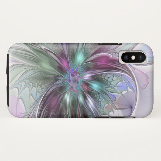 Kleurrijke Fantasy Abstract Modern Fractal Flower Case-Mate iPhone Case (Achterkant (horizontaal))