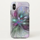 Kleurrijke Fantasy Abstract Modern Fractal Flower Case-Mate iPhone Case (Achterkant)