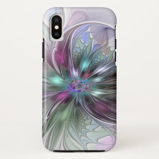 Kleurrijke Fantasy Abstract Modern Fractal Flower Case-Mate iPhone Case (Achterkant)
