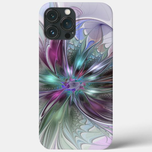 Kleurrijke Fantasy Abstract Modern Fractal Flower Case-Mate iPhone Case (Achterkant)