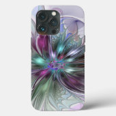 Kleurrijke Fantasy Abstract Modern Fractal Flower Case-Mate iPhone Case (Achterkant)