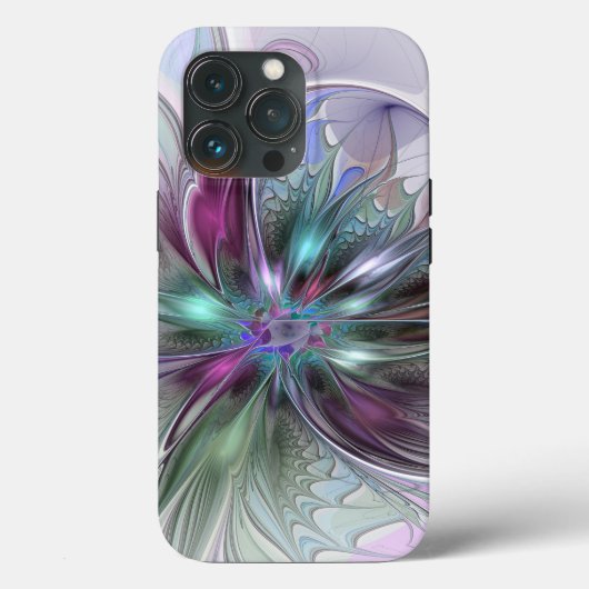 Kleurrijke Fantasy Abstract Modern Fractal Flower Case-Mate iPhone Case (Achterkant)