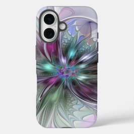 Kleurrijke Fantasy Abstract Modern Fractal Flower iPhone 16 Hoesje
