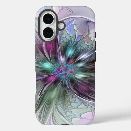 Kleurrijke Fantasy Abstract Modern Fractal Flower Case-Mate iPhone Case (Achterkant)