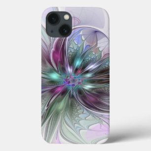 Kleurrijke Fantasy Abstract Modern Fractal Flower iPhone 13 Hoesje