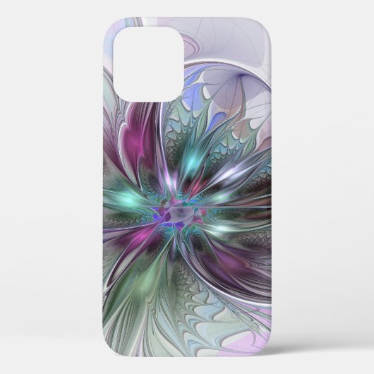 Kleurrijke Fantasy Abstract Modern Fractal Flower Case-Mate iPhone Case (Achterkant)