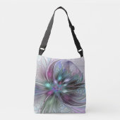 Kleurrijke Fantasy Abstract Modern Fractal Flower Crossbody Tas (Voorkant)
