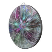 Kleurrijke Fantasy Abstract Modern Fractal Flower Dartbord (Voorkant Rechts)