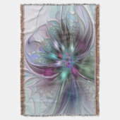 Kleurrijke Fantasy Abstract Modern Fractal Flower Deken (Voorkant Verticaal)