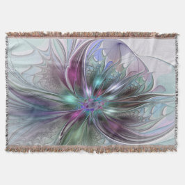 Kleurrijke Fantasy Abstract Modern Fractal Flower Deken