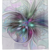 Kleurrijke Fantasy Abstract Modern Fractal Flower Douchegordijn (Voorkant)