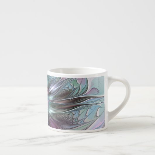Kleurrijke Fantasy Abstract Modern Fractal Flower Espresso Kop (Rechts)