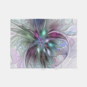 Kleurrijke Fantasy Abstract Modern Fractal Flower Fleece Deken (Voorkant (Horizontaal))