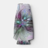 Kleurrijke Fantasy Abstract Modern Fractal Flower Flesjeskoeler (Voorkant)