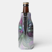 Kleurrijke Fantasy Abstract Modern Fractal Flower Flesjeskoeler (Fles Achterkant)