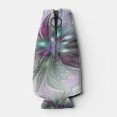 Kleurrijke Fantasy Abstract Modern Fractal Flower Flesjeskoeler (Achterkant)