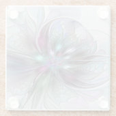 Kleurrijke Fantasy Abstract Modern Fractal Flower Glazen Onderzetter (Achterkant)