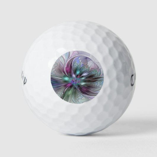 Kleurrijke Fantasy Abstract Modern Fractal Flower Golfballen (Voorkant)