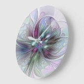 Kleurrijke Fantasy Abstract Modern Fractal Flower Grote Klok (Hoek)
