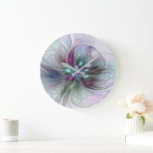 Kleurrijke Fantasy Abstract Modern Fractal Flower Grote Klok (Huis)