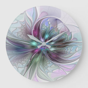 Kleurrijke Fantasy Abstract Modern Fractal Flower Grote Klok