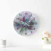 Kleurrijke Fantasy Abstract Modern Fractal Flower Grote Klok (Huis)