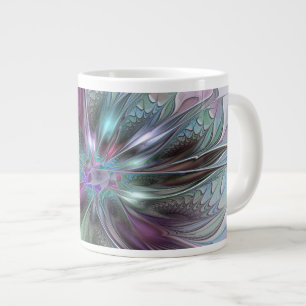 Kleurrijke Fantasy Abstract Modern Fractal Flower Grote Koffiekop