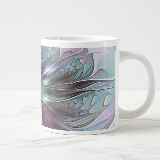 Kleurrijke Fantasy Abstract Modern Fractal Flower Grote Koffiekop (Rechts)