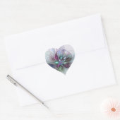 Kleurrijke Fantasy Abstract Modern Fractal Flower Hart Sticker (Envelop)