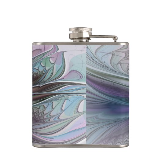 Kleurrijke Fantasy Abstract Modern Fractal Flower Heupfles (Achterkant)