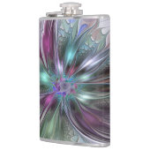 Kleurrijke Fantasy Abstract Modern Fractal Flower Heupfles (Links)