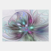 Kleurrijke Fantasy Abstract Modern Fractal Flower Inpakpapier Vel (Voorkant 3)