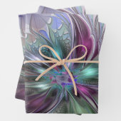 Kleurrijke Fantasy Abstract Modern Fractal Flower Inpakpapier Vel (In situ)