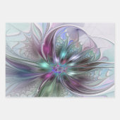 Kleurrijke Fantasy Abstract Modern Fractal Flower Inpakpapier Vel (Voorkant)