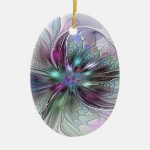 Kleurrijke Fantasy Abstract Modern Fractal Flower Keramisch Ornament