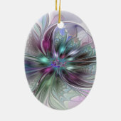 Kleurrijke Fantasy Abstract Modern Fractal Flower Keramisch Ornament (Achterkant)