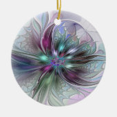 Kleurrijke Fantasy Abstract Modern Fractal Flower Keramisch Ornament (Voorkant)