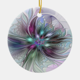 Kleurrijke Fantasy Abstract Modern Fractal Flower Keramisch Ornament