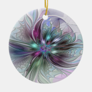 Kleurrijke Fantasy Abstract Modern Fractal Flower Keramisch Ornament